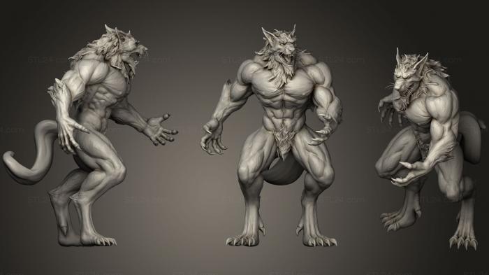 Статуэтки герои, монстры и демоны (Ваять Волка, STKM_0559) 3D модель для ЧПУ станка